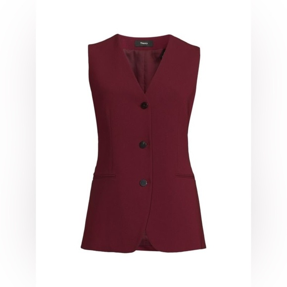NWT Theory Women's Burgundy “Admiral” Tailored Vest - Picture 1 of 11